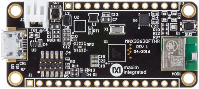 The reset button is SW1 on the MAX32630FTHR