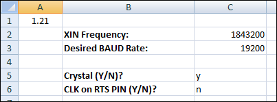 Programming Baud Rates Spreadsheet