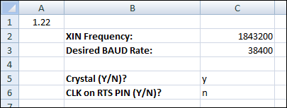 Programming Baud Rates Spreadsheet