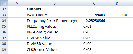 Programming Baud Rates Spreadsheet