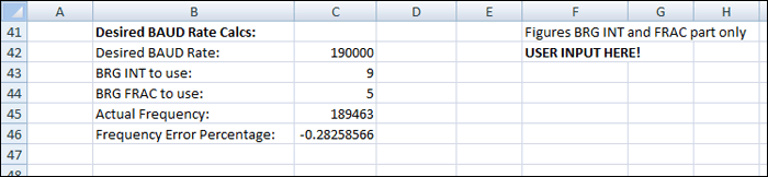 Programming Baud Rates Spreadsheet