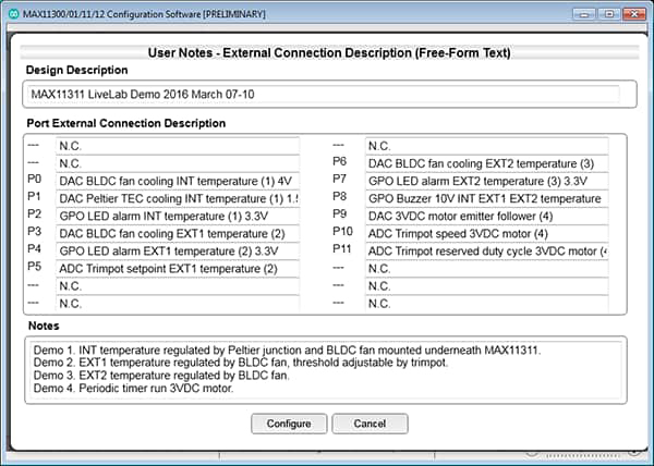 Figure 8. User Notes menu window.