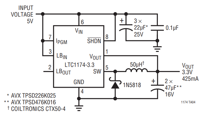 Figure 1. High Efficiency 3.3V Regulator.