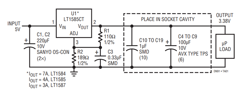 Figure 4. LT1585 Linear Regulator Optimized for Desktop Pentium Processor Applications.