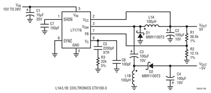 Figure 6. Generating Dual Output Voltages from a Single Supply.