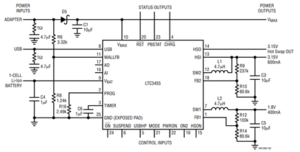 Figure 2. Minimum LTC3455 Implementation.