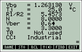 Figure 2. The Bandgap Reference Calculator initial screen display.