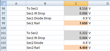 Figure 16. Output voltage section of the MAX13256 transformer design spreadsheet.