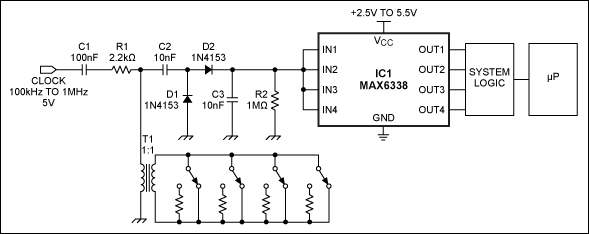 Figure 1. This circuit monitors the value of a galvanically isolated resistance.