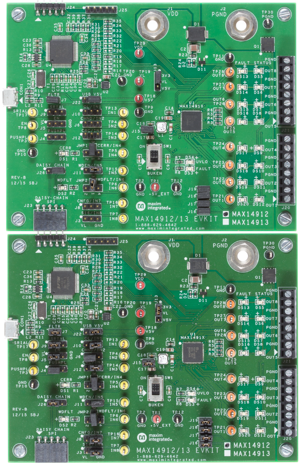 Figure 6. Daisy-chaining MAX14912EVKITs.