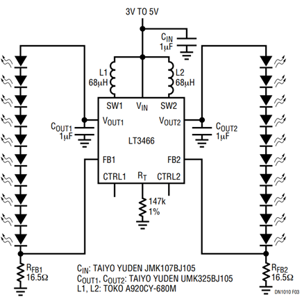 Figure 3. Li-Ion to 10/10 White LEDs.