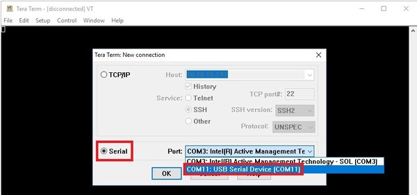 Tera Term – Open serial port