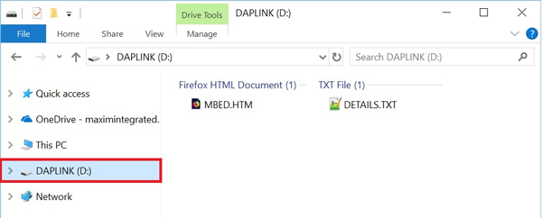 DAPLINK USB drive