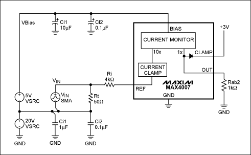 図2.　この回路は、MAX4007の動作速度をテストします。