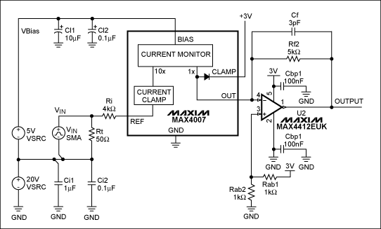 図4.　オペアンプ出力構成によるMAX4007