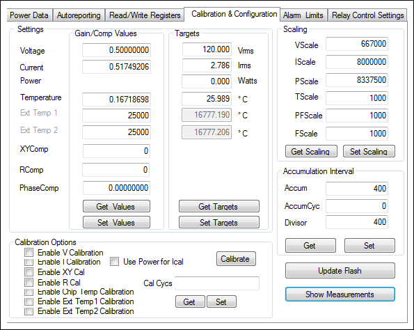 図9. 78M6610+PSUEVKのGUIにおける電圧利得の較正