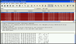 Figure 12. A screenshot of the Wireshark program used to analyze Ethernet packet headers.