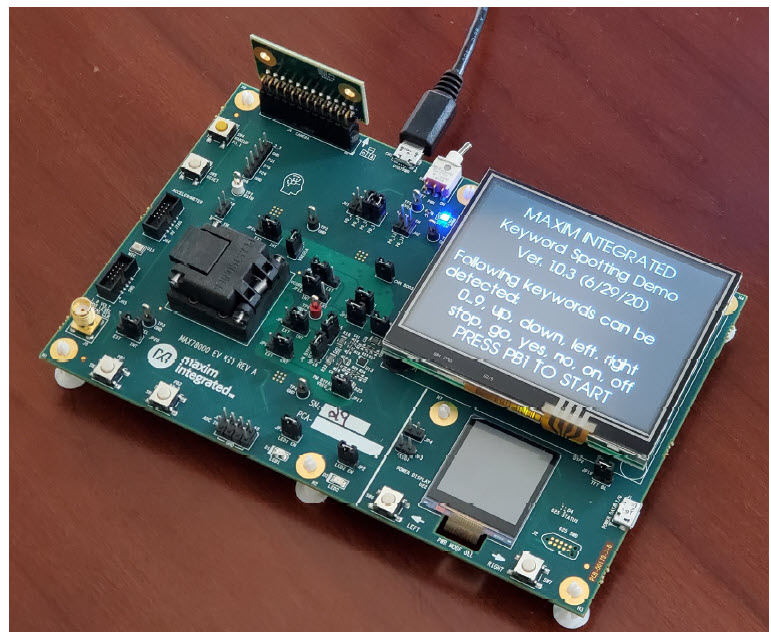 Figure 15. KWS20 on the MAX78000 EV kit.