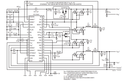 Figure 1. Schematic Diagram of a 42A AMD Athlon Microprocessor Power Supply Using the LTC1709.