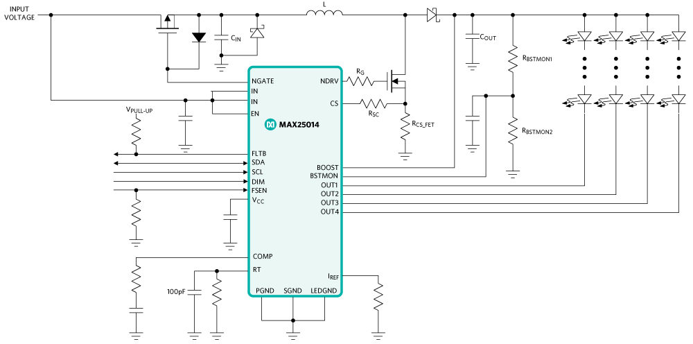Figure 1. Typical MAX25014 operating circuit.