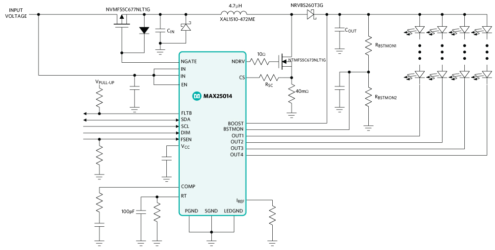 Figure 2. Typical MAX25014 operating circuit.