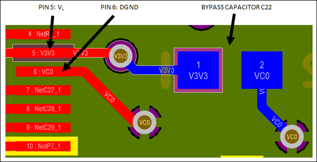 Figure 1. MAX14921 pin 5 bypass capacitor example.