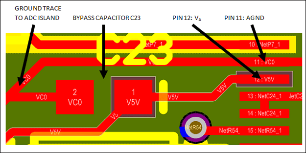 Figure 3. MAX14921 pin 12 bypass capacitor example.