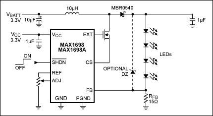 Figure 2. The simplest protection for the Figure 1 circuit adds just a zener diode.