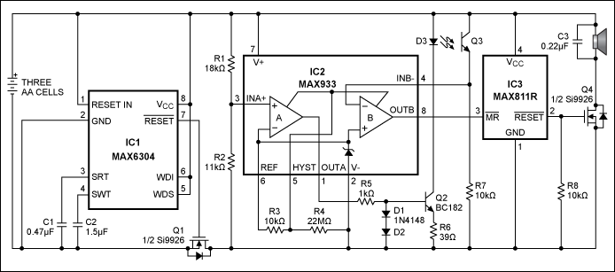 Figure 1. Powered by three AA cells, this optoelectronic sensor has a battery life of several years.