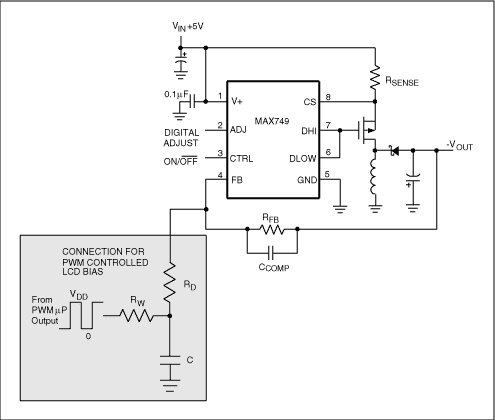 Figure 2. LCD driver with negative output voltage.