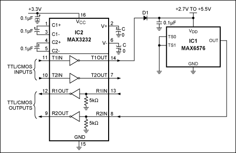 Figure 1. RS-232 powered temperature sensor.