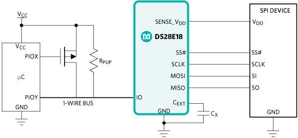 Figure 2. Single DS28E18-based system with a connected SPI device