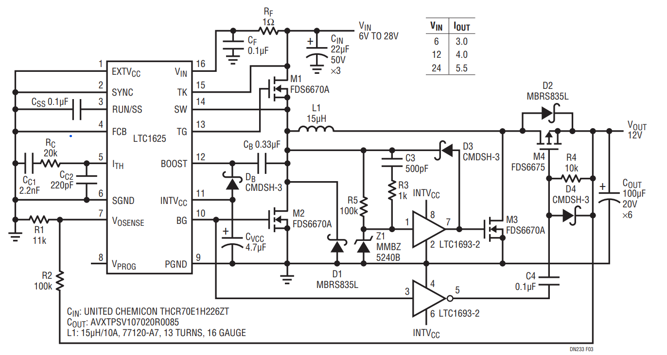 Figure 3. Synchronous 12V Output Buck/Boost Converter.