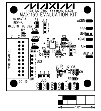 Figure 2. MAX1169 EV kit component placement.