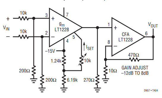 Figure 4. Electronically Controlled Gain, Video Loop Through Amplifier (LT1228).