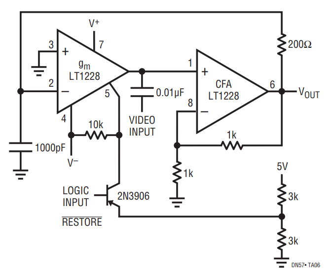 Figure 5. Video DC Restore (Clamp) Circuit (LT1228)/