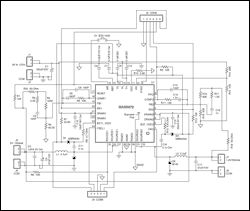 Figure 9. xDSL power-management solution. Input: 9V to 12V. Output: VOUT1 = 5V/550mA (up to 1A), VOUT2 = 1.2V/550mA (Up to 1A). The output-2 converter is powered from output-1. The switching frequency of each converter is 2.2MHz.