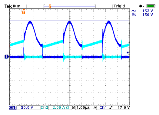 図5. 50W出力と48VDC入力におけるQ7のVDSとID