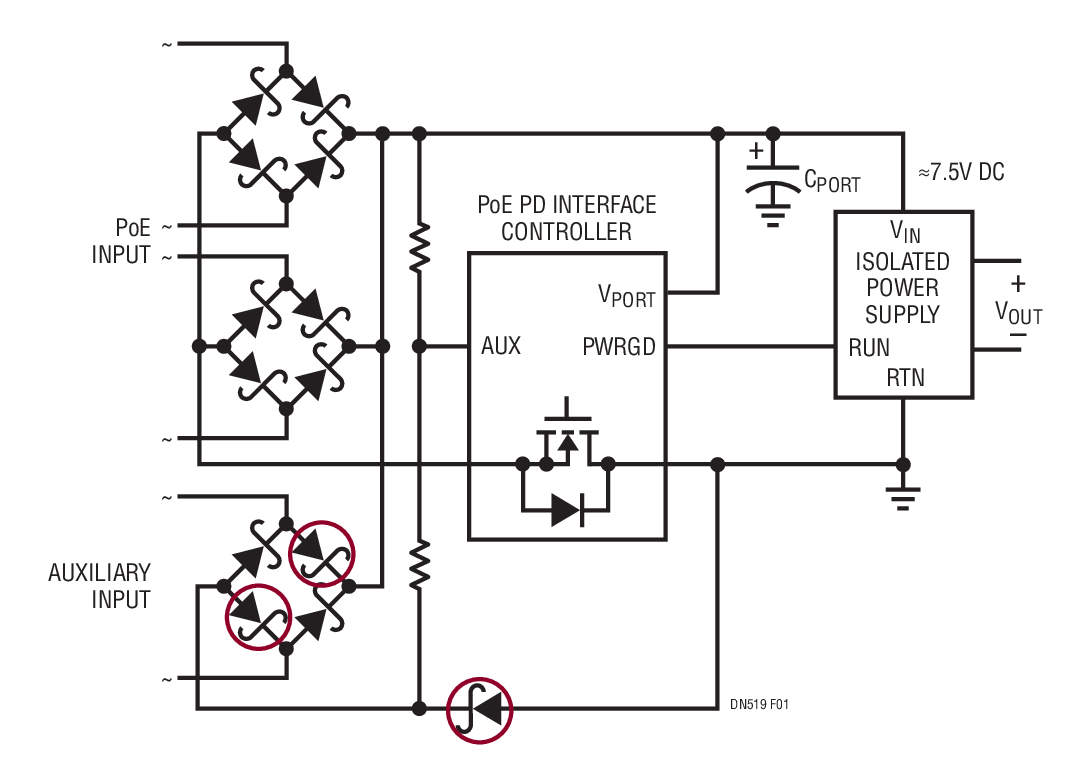 Auxiliary Input and PoE Power Architecture