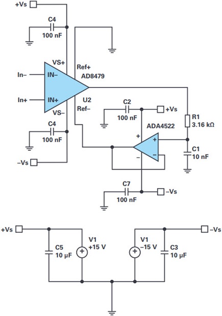 AD8479: Gain of 1/60 schematic