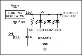 図4. MAX1916はSOT23パッケージで提供され、0.3%の電流マッチングが得られます。