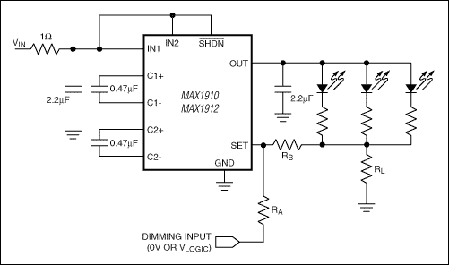 図12. 調光制御を用いたMAX1910/MAX1912のアプリケーション