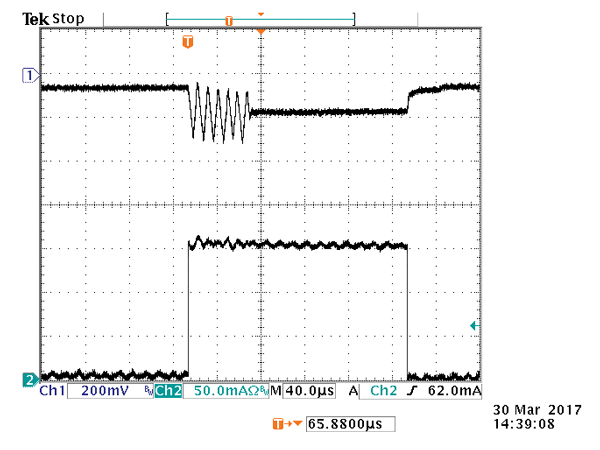 Noise during transition between modes.