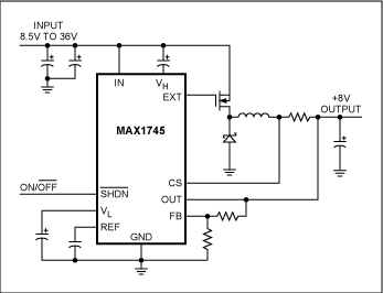 Figure 2. Circuit for implementing output voltages above 5V.