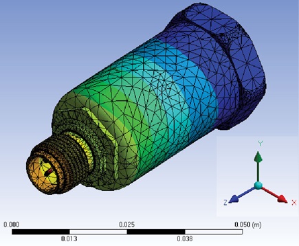 Figure 18. FEM mesh detail and relative deformation of the enclosure.