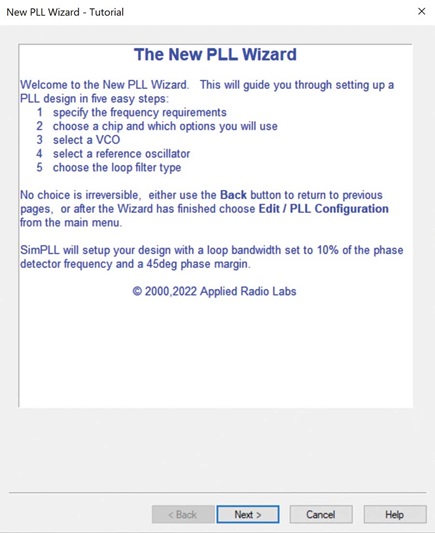 Figure 3. New PLL wizard.