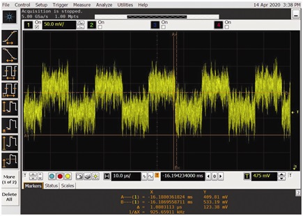 The output response of a –75 dBm pulse continuous wave input