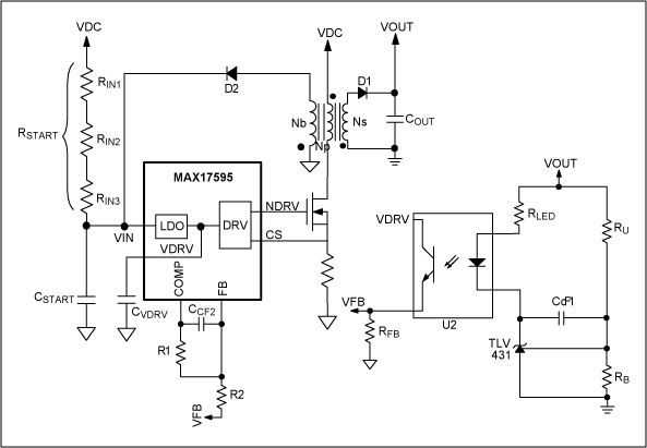 Figure 6. IN supply configuration for an offline isolated design.