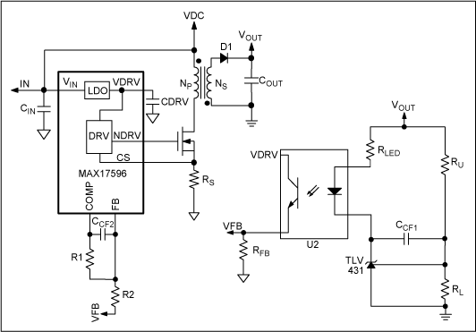 Figure 7. The IN supply configuration for low-voltage isolated DC-DC designs.