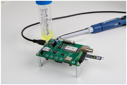 Cyclic voltammetry setup of EmStat Pico development board